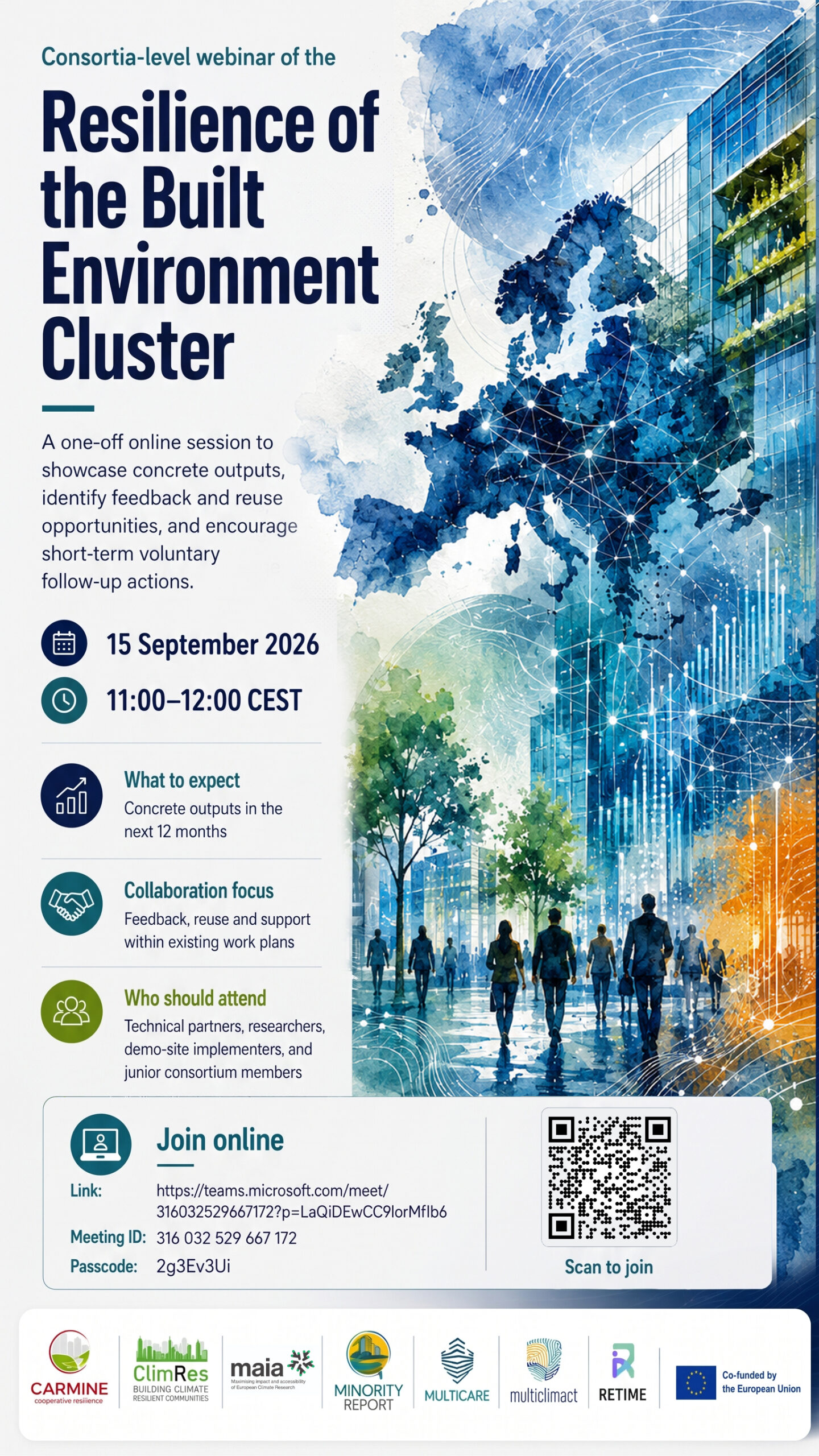 Resilience of the Built Environment Cluster webinar poster