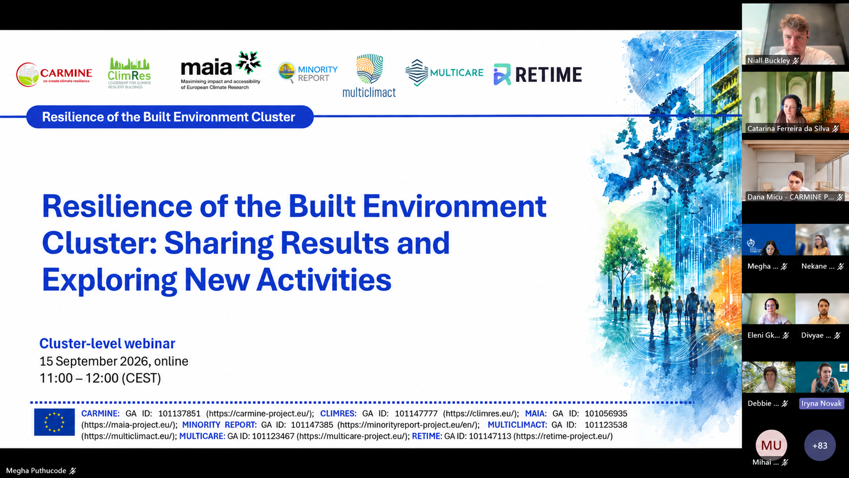Opening slide of the Resilience of the Built Environment Cluster webinar on 15 September 2026